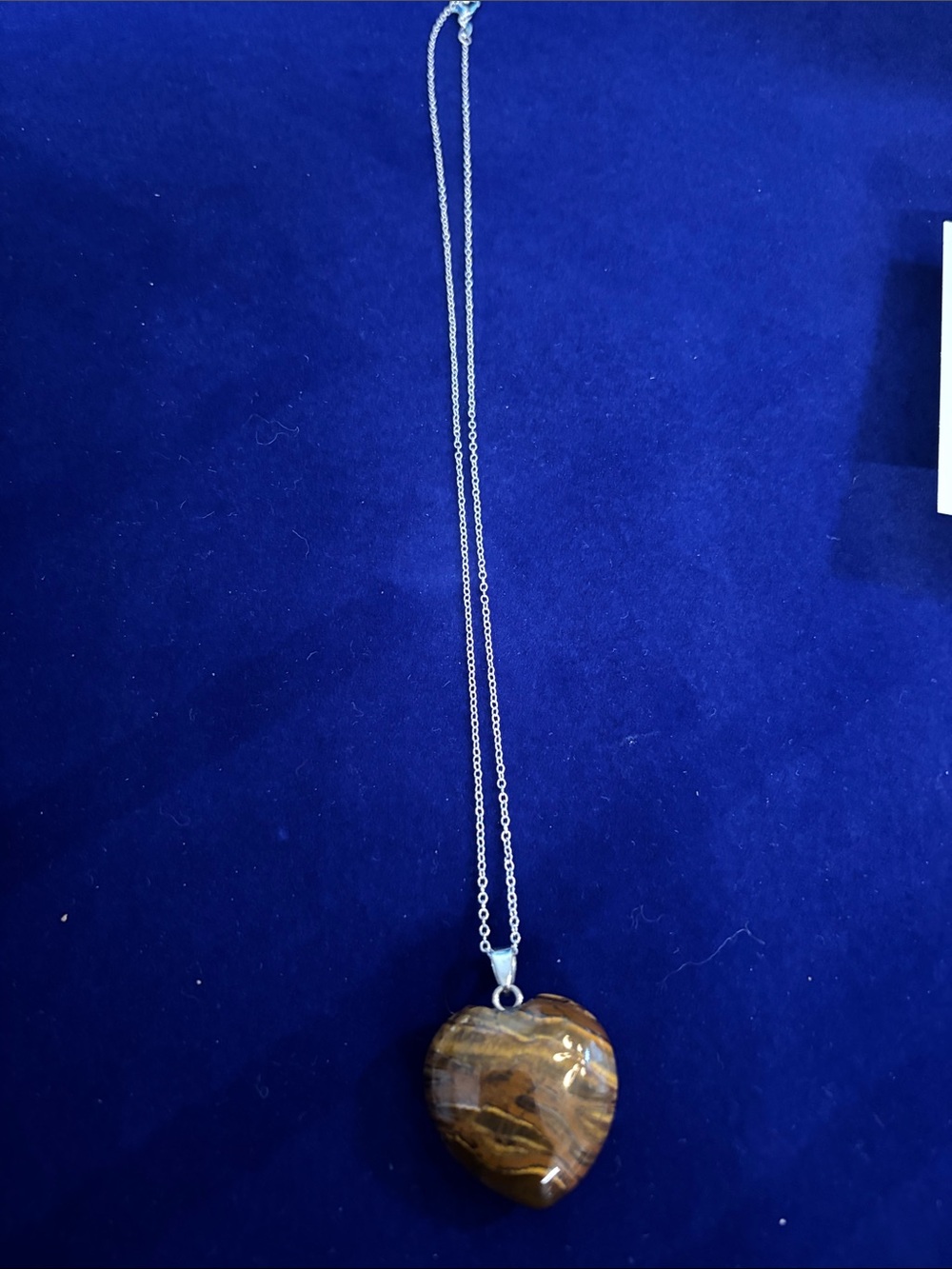 Genuine Yellow Heart Tiger Iron Healing Gemstone Pendant on 19.5” sterling chain